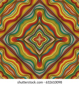 Abstract vintage ornamental patch seamless pattern. Vector mosaic background