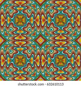 Abstract vintage ornamental patch seamless pattern. Vector mosaic background