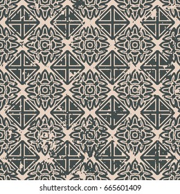 Abstract vintage ornamental pattern with fading and scratches, paint splashes. Vector template can be used for design of wallpaper, fabric, oilcloth, textile, wrapping paper and other design