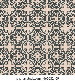 Abstract vintage ornamental pattern with fading and scratches, paint splashes. Vector template can be used for design of wallpaper, fabric, oilcloth, textile, wrapping paper and other design