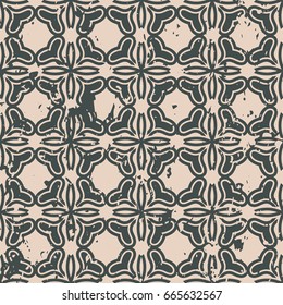 Abstract vintage ornamental pattern with fading and scratches, paint splashes. Vector template can be used for design of wallpaper, fabric, oilcloth, textile, wrapping paper and other design