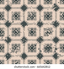 Abstract vintage ornamental pattern with fading and scratches, paint splashes. Vector template can be used for design of wallpaper, fabric, oilcloth, textile, wrapping paper and other design