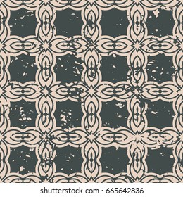 Abstract vintage ornamental pattern with fading and scratches, paint splashes. Vector template can be used for design of wallpaper, fabric, oilcloth, textile, wrapping paper and other design