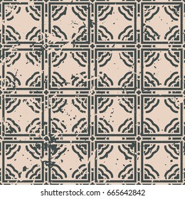 Abstract vintage ornamental pattern with fading and scratches, paint splashes. Vector template can be used for design of wallpaper, fabric, oilcloth, textile, wrapping paper and other design