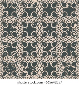 Abstract vintage ornamental pattern with fading and scratches, paint splashes. Vector template can be used for design of wallpaper, fabric, oilcloth, textile, wrapping paper and other design