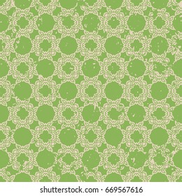 Abstract vintage ornamental pattern with fading and scratches, paint splashes. Vector template can be used for design of wallpaper, fabric, oilcloth, textile, wrapping paper and other design