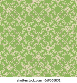 Abstract vintage ornamental pattern with fading and scratches, paint splashes. Vector template can be used for design of wallpaper, fabric, oilcloth, textile, wrapping paper and other design