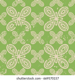 Abstract vintage ornamental pattern with fading and scratches, paint splashes. Vector template can be used for design of wallpaper, fabric, oilcloth, textile, wrapping paper and other design