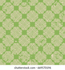 Abstract vintage ornamental pattern with fading and scratches, paint splashes. Vector template can be used for design of wallpaper, fabric, oilcloth, textile, wrapping paper and other design