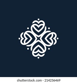 Abstract vintage ornate heart simple graphic symbol, ornamental logo template