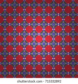 Abstract vintage pattern with decorative tiles pattern. Vector oriental style in black, red and white colors. Seamless pattern in ethnic traditional style.