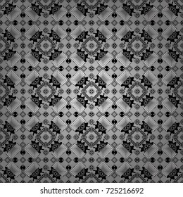 Abstract vintage pattern with decorative tiles pattern. Vector oriental style in white, gray and black colors. Seamless pattern in ethnic traditional style.