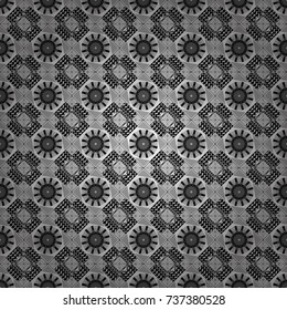 Abstract vintage pattern with decorative tiles pattern. Vector oriental style in white, gray and black colors. Seamless pattern in ethnic traditional style.