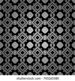 Abstract vintage pattern with decorative tiles pattern. Vector oriental style in gray, black and white colors. Seamless pattern in ethnic traditional style.
