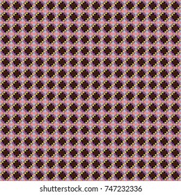Abstract vintage pattern with decorative tiles pattern. Vector oriental style in black, blue and pink colors. Seamless pattern in ethnic traditional style.
