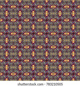 Abstract vintage pattern with decorative tiles pattern. Vector oriental style in orange, gray and violet colors. Seamless pattern in ethnic traditional style.