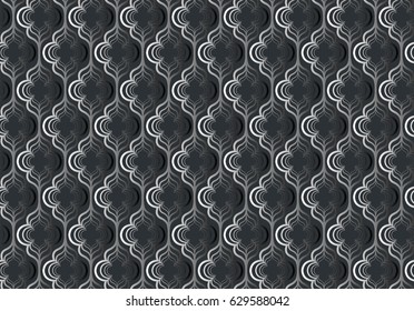 Abstract vintage patterned with silver ornament dark gray background. Vector illustration. Element for design fabrics, cards, posters, invitations, backgrounds and other objects
