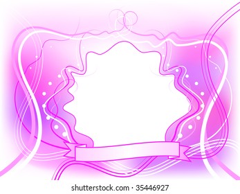 Abstract vintage pink romantic background frame with ribbons for greeting card
