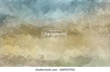 Abstract vintage Polygonal Space Background with Connecting Dots and Lines. Geometric Polygonal background molecule and communication. Concept of science, chemistry, biology, medicine, technology.