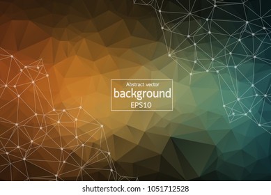 Abstract Vintage Polygonal Space Background with Connecting Dots and Lines. Geometric Polygonal background molecule and communication. Concept of science, chemistry, biology, medicine, technology.