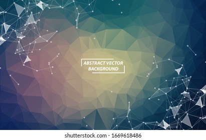 Abstract Vintage Polygonal Space Background with Connecting Dots and Lines. Geometric Polygonal background molecule and communication. Concept of science, chemistry, biology, medicine, technology.