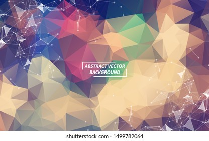 Abstract Vintage Polygonal Space Dark Background with Connecting Dots and Lines , Futuristic Design.