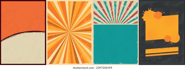 Abstract vintage poster layouts colorful set for comics book design and decoration for stories about superheroes vector illustration