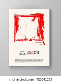 Abstract vintage poster. Simple style brochure.Grunge red and white distress texture. Vector illustration.