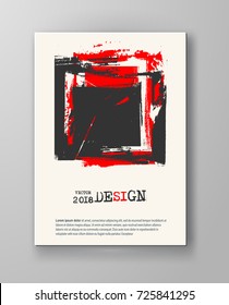 Abstract vintage poster. Simple style brochure.Grunge black red and white distress texture. Vector illustration.