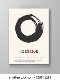 Abstract vintage poster. Simple style brochure.Grunge black and white distress texture. Vector illustration.