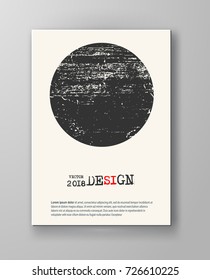 Abstract vintage poster. Simple style brochure.Grunge black and white distress texture. Vector illustration.