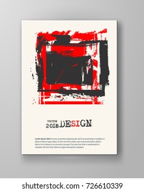Abstract vintage poster. Simple style brochure.Grunge black red and white distress texture. Vector illustration.