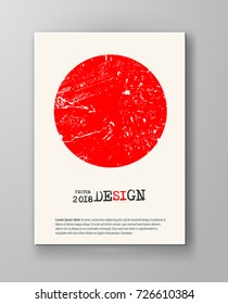 Abstract vintage poster. Simple style brochure.Grunge red and white distress texture. Vector illustration.