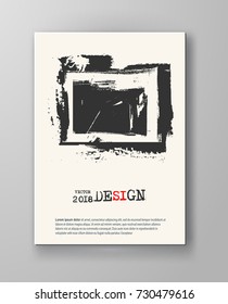 Abstract vintage poster. Simple style brochure.Grunge black and white distress texture. Vector illustration.