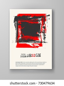 Abstract vintage poster. Simple style brochure.Grunge black red and white distress texture. Vector illustration.