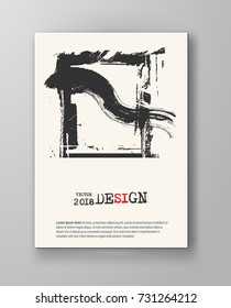 Abstract vintage poster. Simple style brochure.Grunge black and white distress texture. Vector illustration.