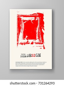 Abstract vintage poster. Simple style brochure.Grunge red and white distress texture. Vector illustration.