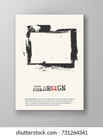 Abstract vintage poster. Simple style brochure.Grunge black and white distress texture. Vector illustration.