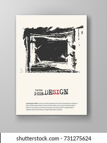 Abstract vintage poster. Simple style brochure.Grunge black and white distress texture. Vector illustration.