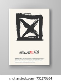 Abstract vintage poster. Simple style brochure.Grunge black and white distress texture. Vector illustration.