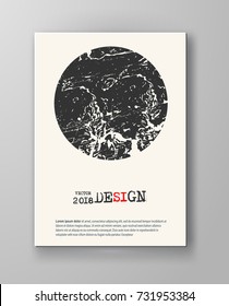 Abstract vintage poster. Simple style brochure.Grunge black and white distress texture. Vector illustration.
