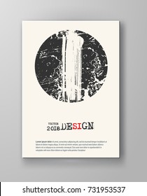 Abstract vintage poster. Simple style brochure.Grunge black and white distress texture. Vector illustration.