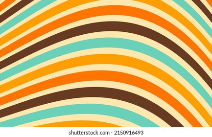 Abstract Vintage Retro 60s 70s Pattern Background 2 - Wavy Wave Shape Vinyl LP Illustration Vector Hippie Picture Wall Decoration Wallpaper Backdrop Texture Interior Rainbow Color Artistic Stripes