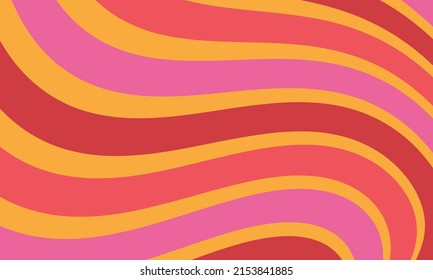 Abstract Vintage Retro 60s 70s Aesthetic Pattern Background 10 - Wavy Wave Shape Vinyl LP Illustration Vector Hippie Wall Decoration Wallpaper Backdrop Texture Interior Rainbow Color Artistic Cloth