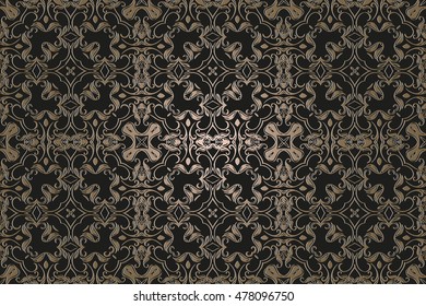 abstract vintage retro decor on a dark background of the elements of the pattern renaissance era of Baroque