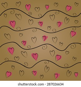 abstract vintage retro floral background in vector with hearts.