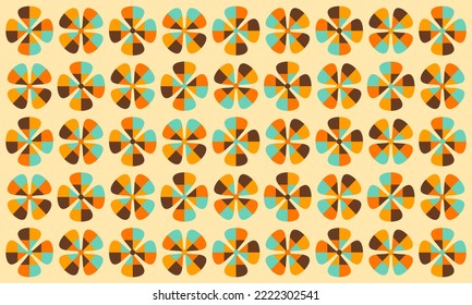 Abstract Vintage Retro Flower Pattern Wallpaper