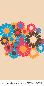 Abstract Vintage Retro Flower Pattern Spring Summer Wallpaper