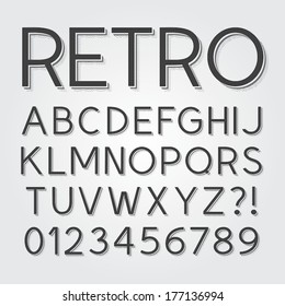 Abstract Vintage Retro Font and Numbers, Eps 10 Vector