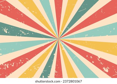Abstract vintage retro sunburst rays background 70s